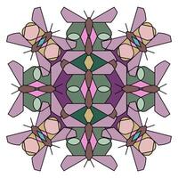 ornamento de geométrico cifras de mariposas en combinatoria estilo, mandala en un blanco antecedentes vector