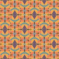 sin costura patrón, ornamento de geométrico cifras de mariposas en combinatoria estilo en naranja, púrpura, oro sombras vector