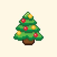 Christmas tree pixel art illustration vector
