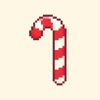 Candy cane pixel art illustration vector