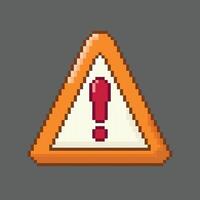 Warning sign pixel art illustration vector