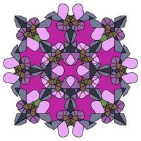 Ornament of geometric figures of butterflies in combinatorics style in purple colors, mandala on a white background vector