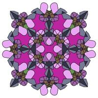 Ornament of geometric figures of butterflies in combinatorics style in purple colors, mandala on a white background vector