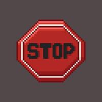 Stop sign pixel art illustration vector