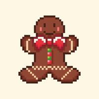 Gingerbread in pixel art illustration vector