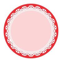Simple Elegant Red Circular Frame Decorated With Round Scalloped Lace Design vector