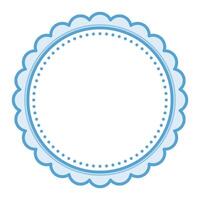 Simple Decorative Scalloped Blue Circular Blank Frame Plain Border Design vector