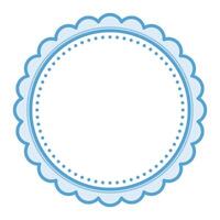 Simple Decorative Scalloped Blue Circular Blank Frame Plain Border Design vector