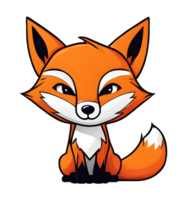 Watercolor cute fox cartoon animal wildlife illustration. Ai-Generated png