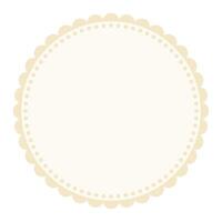 Soft And Simple Vanilla Brown Colored Blank Circular Sticker Label Element Design with Decorative Border Ornaments vector