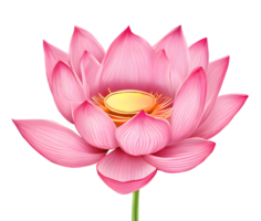 Watercolor blooming single pink lily lotus flower illustration. Ai-Generated png