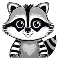 Watercolor cute raccoon cartoon illustration. Ai-Generated png