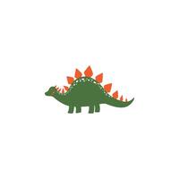 Cute Green Stegosaurus Dinosaur Printed Design, cute dinosaur icon isolated on white background, Funny flat Dino character, Funny cute cartoon flat dinosaur on a white background Dinosaur logo design vector
