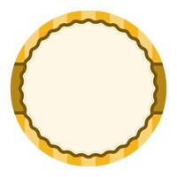 sencillo amarillo llanura redondo circulo antecedentes diseño con guisado al gratén borde y raya ornamento vector