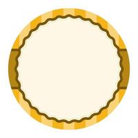 Simple Yellow Plain Round Circle Background Design With Scalloped Edge And Stripe Ornament vector