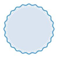 Decorative Light Blue Round Frame Plain Sticker Border with Delicate Details Design vector
