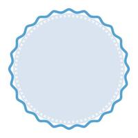 Decorative Light Blue Round Frame Plain Sticker Border with Delicate Details Design vector