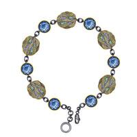 Jewelry design fashion art bracelet set with green and blue sapphire sketch by hand drawing. vector