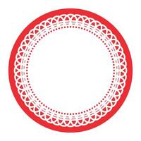 Simple Detailed Light Red Symmetrical Round Ornamental Lace Circle Blank Frame Border Element vector