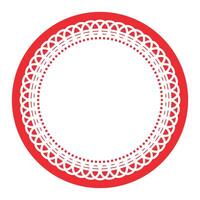 Simple Detailed Light Red Symmetrical Round Ornamental Lace Circle Blank Frame Border Element vector