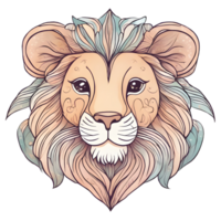 Watercolor head lion illustration. Ai-Generated png