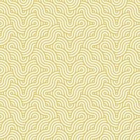 Yellow seamless abstract geometric japanese overlapping circles lines and waves pattern vector