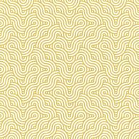 Yellow seamless abstract geometric japanese overlapping circles lines and waves pattern vector