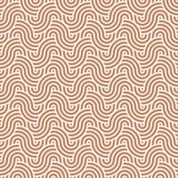 Seamless abstract brown geometric japanese circles lines and waves pattern vector