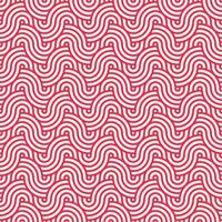 Red seamless abstract geometric japanese circles lines and waves pattern vector