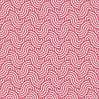 Red seamless abstract geometric japanese circles lines and waves pattern vector