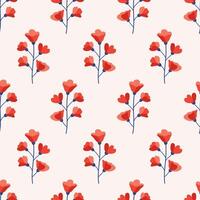 Branch with red flowers, seamless pattern. Floral inflorescences on a beige background. Meadow botanical print, wildflowers vector