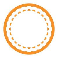 Simple Geometric Orange Circle Frame Border Design Decorated With Bold Scalloped Lace Edge vector