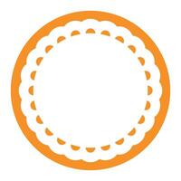 Simple Geometric Orange Circle Frame Border Design Decorated With Bold Scalloped Lace Edge vector