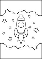 Cute funny coloring page of a rocket. Provides hours of coloring fun for children. To color this page is very easy. Suitable for little kids and toddlers. vector