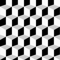 Monochrome seamless geometric pattern. Repeatable 3d cubes background. Decorative endless black and white texture vector