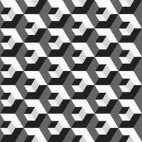 seamless geometric pattern. Monochrome cubes repeatable background. Decorative black and white 3d texture vector