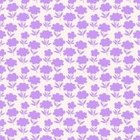 Ditsy style fabric, floral seamless pattern. Vintage decorative print with small violet flowers and leaves on a white background vector