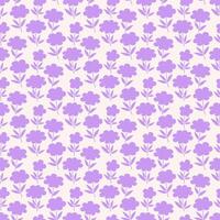 ditsy estilo tela, floral sin costura modelo. Clásico decorativo impresión con pequeño Violeta flores y hojas en un blanco antecedentes vector