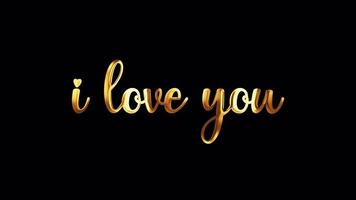 I Love You golden text with shine loop light video