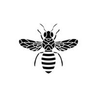 miel abeja icono. negro abeja en blanco antecedentes. silueta. gráfico ilustración de insecto silueta dibujo para miel productos, paquete, diseño. vector