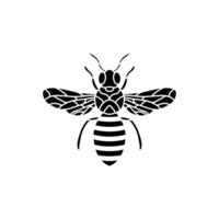 Honey Bee Icon. Black Bee On White Background. Silhouette. Graphic illustration of insect silhouette drawing for honey products, package, design. vector