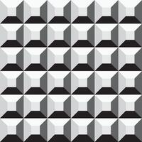 Monochrome seamless geometric cubes pattern. Repeatable black and white background. Decorative endless 3d texture vector