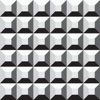 Monochrome seamless geometric cubes pattern. Repeatable black and white background. Decorative endless 3d texture vector
