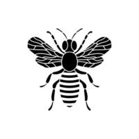 miel abeja icono. negro abeja en blanco antecedentes. silueta. gráfico ilustración de insecto silueta dibujo para miel productos, paquete, diseño. vector