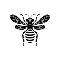 miel abeja icono. negro abeja en blanco antecedentes. silueta. gráfico ilustración de insecto silueta dibujo para miel productos, paquete, diseño. vector