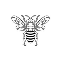 Bee outline black icon. Clipart image isolated on white background. Graphic illustration of insect silhouette drawing for honey products, package, design. vector