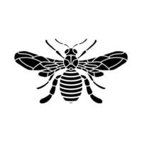 miel abeja icono. negro abeja en blanco antecedentes. silueta. gráfico ilustración de insecto silueta dibujo para miel productos, paquete, diseño. vector