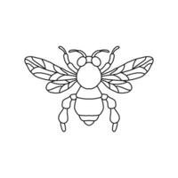 Bee outline black icon. Clipart image isolated on white background. Graphic illustration of insect silhouette drawing for honey products, package, design. vector