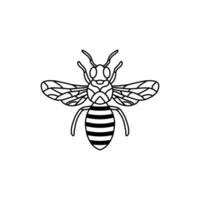 abeja contorno negro icono. clipart imagen aislado en blanco antecedentes. gráfico ilustración de insecto silueta dibujo para miel productos, paquete, diseño. vector