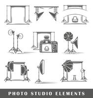 Set of elements of the photo studio isolated on white background vector